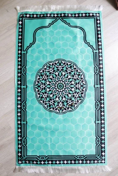 İpek Dokulu Keseli Seccade Açık Mavi - Resim 3