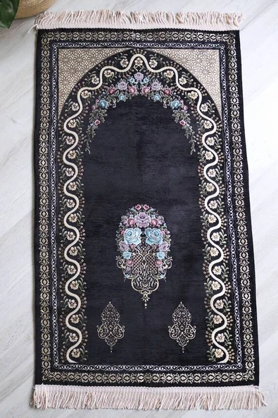 Çeyizlik Hediyelik Astarlı Seccade Siyah - Resim 3