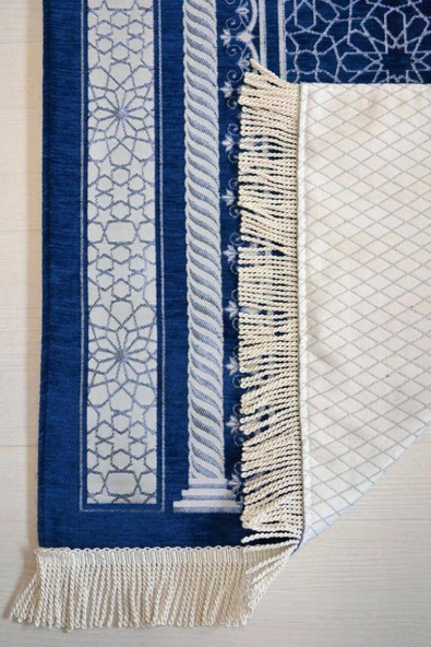 Mihrap Desenli Astarlı Seccade Mavi - Resim 2