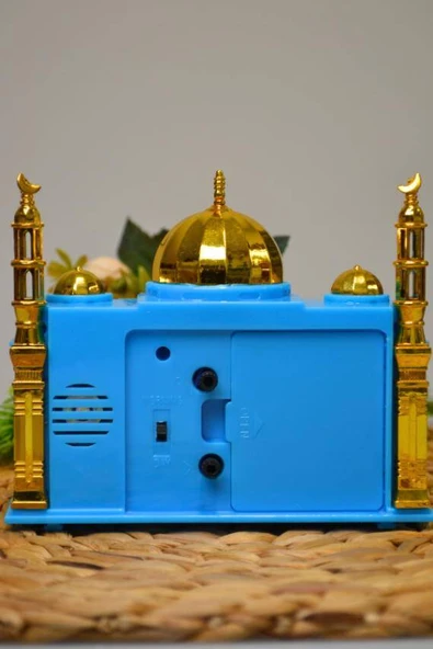 Ezan Okuyan Nostaljik Masa Saati Mavi– Mekke Ezanı Sesli (Dijital Olmayan)  Küçük Boy - Resim 4