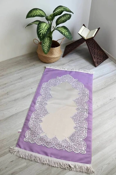 Astarlı Çeyizlik Saten Seccade Lila ürün görseli