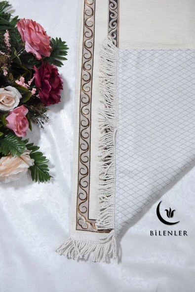 Oval Astarlı Seccade Krem - Resim 2