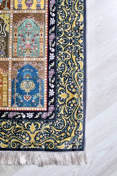 Kilim Desenli İpek Dokulu Keseli Seccade Kahverengi - Resim 2