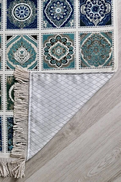 40 Yama Desenli Astarlı Seccade Mavi - Resim 4