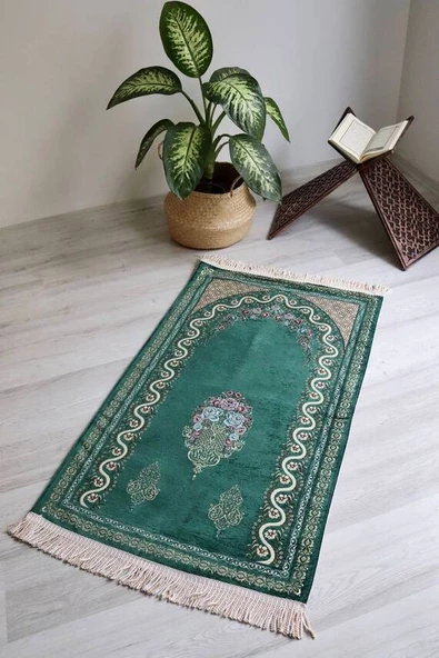 Çeyizlik Hediyelik Astarlı Seccade Yeşil ürün görseli 1