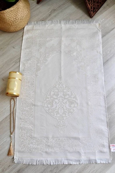 Silindir Kutulu Seccade ve İnci Tesbih Seti Gold Renk - Resim 5