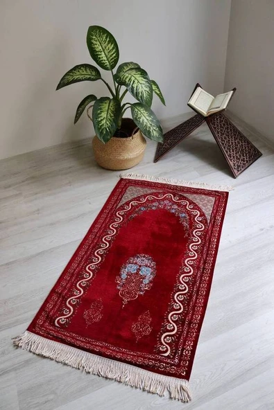 Çeyizlik Hediyelik Astarlı Seccade Kırmızı ürün görseli