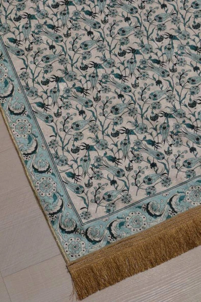 Pratik ve Taşınabilir İpek Dokulu Çantalı Seccade Açık Mavi- MV0013 - Resim 3