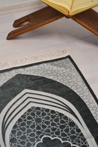 Mihrap Desenli Astarlı Seccade Antrasit - Resim 2