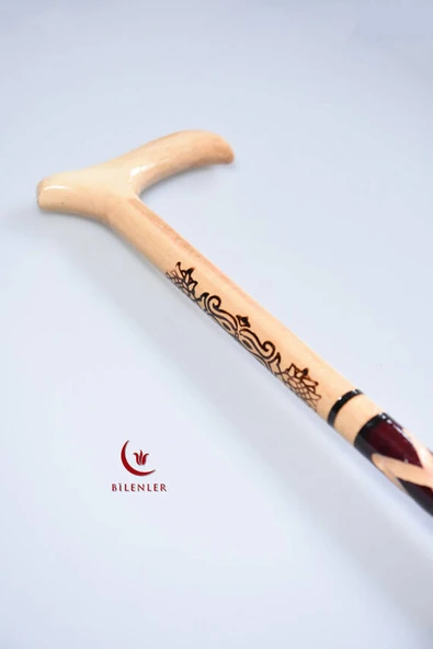 Ahşap İşçilikli Yürüme Bastonu Kahverengi –  Zarif ve Dayanıklı - Resim 2