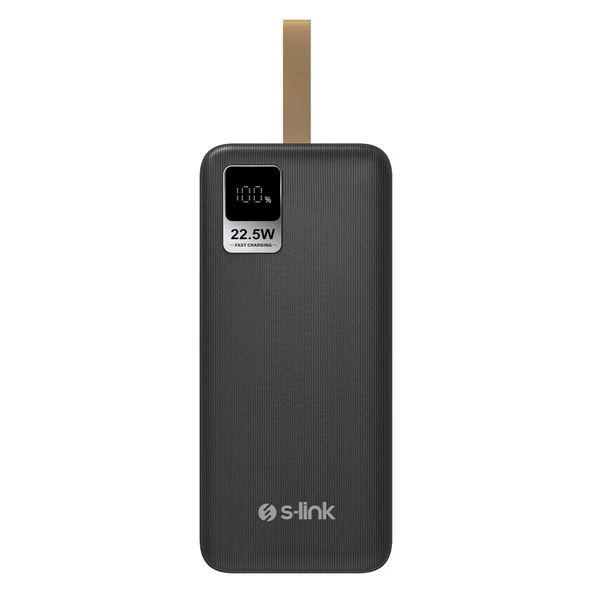 S-link G330 30000mAh QC3.0 PD20W LCD Şeffaf 18W Siyah Taşınabilir Powerbank