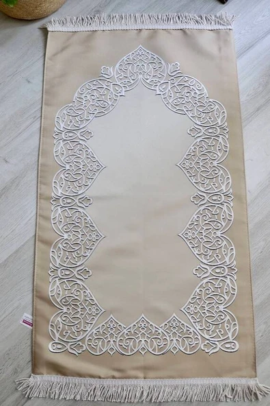 Astarlı Çeyizlik Saten Seccade Krem - Resim 2