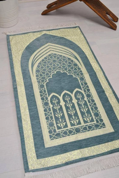 Mihrap Desenli Astarlı Seccade Su Yeşili - Resim 5