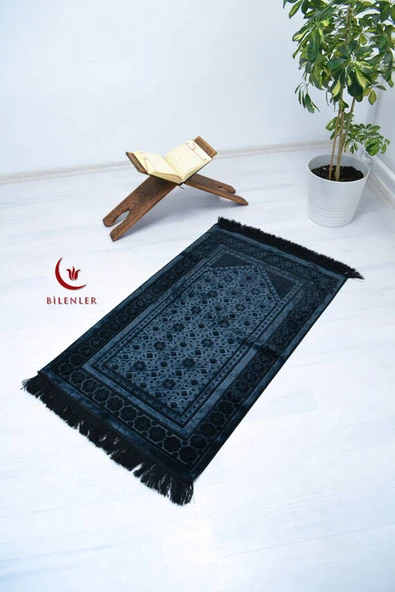 Hediyelik-Çeyizlik Lüks Kadife Seccade Siyah