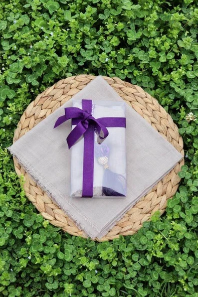 Hediyelik Mevlitlik Eşarp ve İnci Tesbih Set 1 Adet Gri ürün görseli