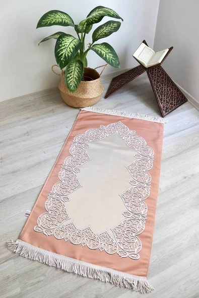 Astarlı Çeyizlik Saten Seccade Somon