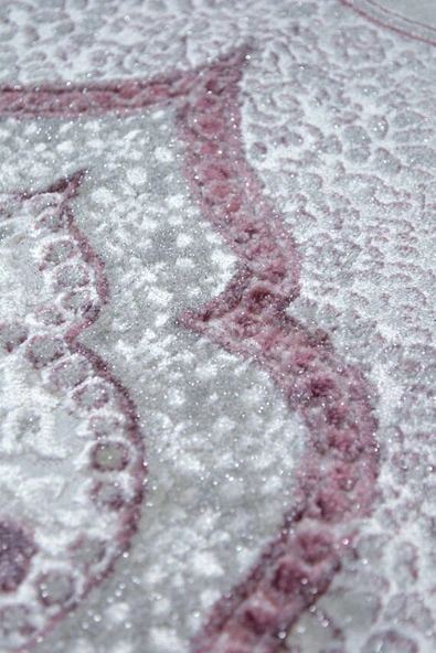 Lüks Hediyelik Çeyizlik Simli Kadife Seccade Pembe - Resim 2