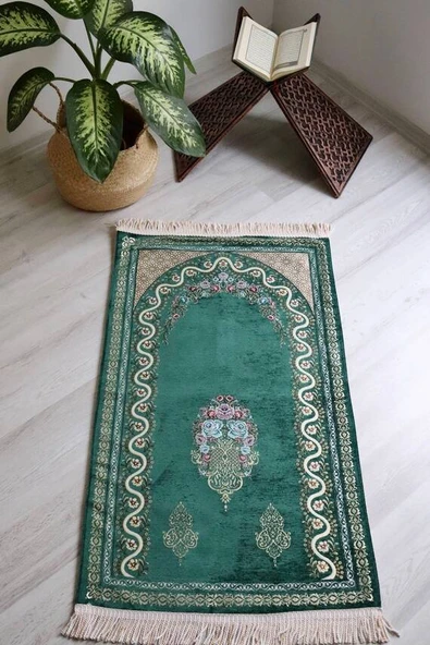 Çeyizlik Hediyelik Astarlı Seccade Yeşil - Resim 2