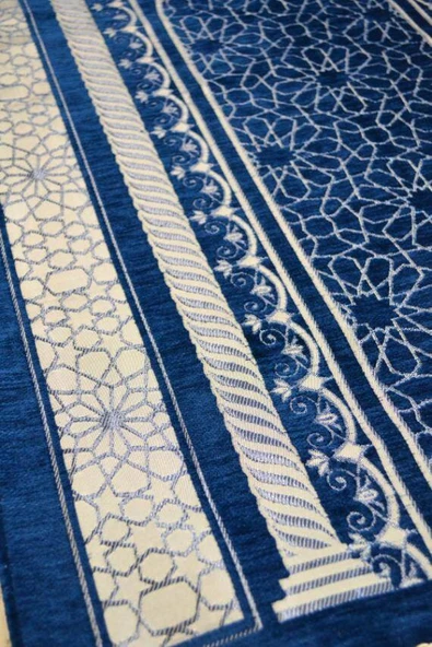 Mihrap Desenli Astarlı Seccade Mavi - Resim 3