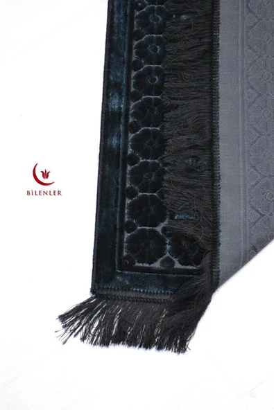 Hediyelik-Çeyizlik Lüks Kadife Seccade Siyah - Resim 4