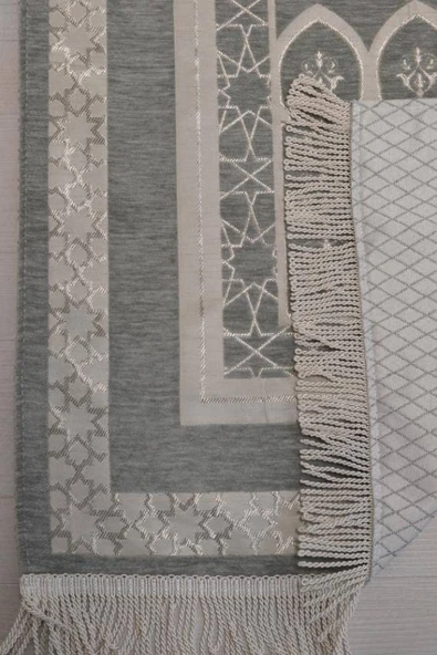 Mihrap Desenli Astarlı Seccade Gri - Resim 2