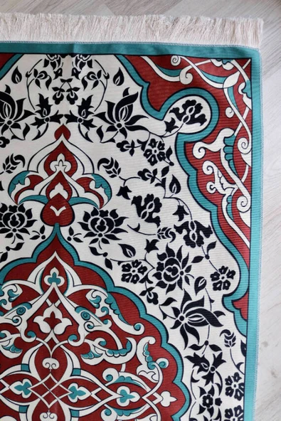 Halı Desenli İpek Dokulu Keseli Seccade Çok Renkli - Resim 2