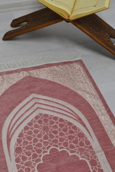Mihrap Desenli Astarlı Seccade Pembe - 2