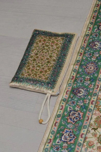 Pratik ve Taşınabilir İpek Dokulu Çantalı Seccade-MT09 - Resim 5