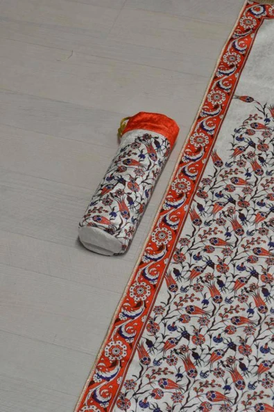 Pratik ve Taşınabilir İpek Dokulu Keseli Seccade Turuncu - Resim 5