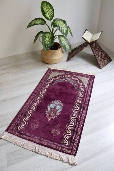 Çeyizlik Hediyelik Astarlı Seccade Mürdüm ürün görseli 1