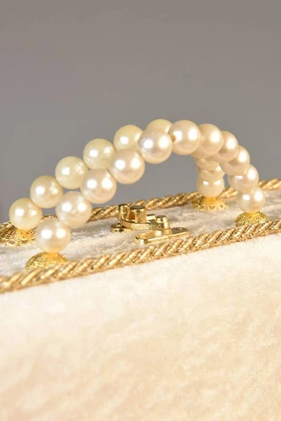 İnci Ahşap Kadife Kutulu Kuran-ı Kerim Çeyizlik-Hediyelik Set Krem Renk - Resim 4