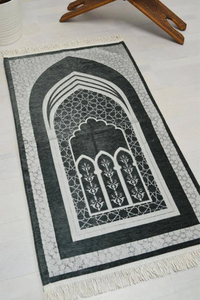 Mihrap Desenli Astarlı Seccade Antrasit - Resim 4