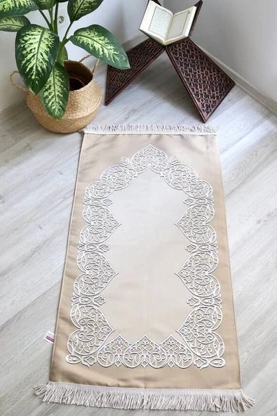 Astarlı Çeyizlik Saten Seccade Krem - Resim 3