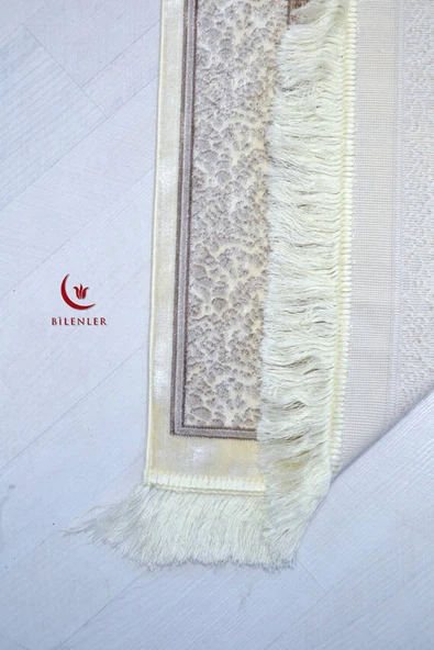 Lüks Hediyelik Çeyizlik Simli Kadife Seccade Kahverengi - Resim 3