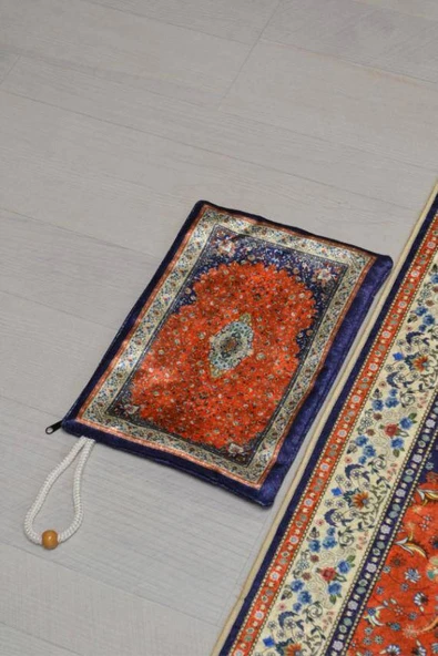 Pratik ve Taşınabilir İpek Dokulu Çantalı Seccade- KM005 - Resim 5