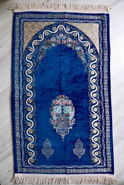 Çeyizlik Hediyelik Astarlı Seccade Mavi - Resim 4