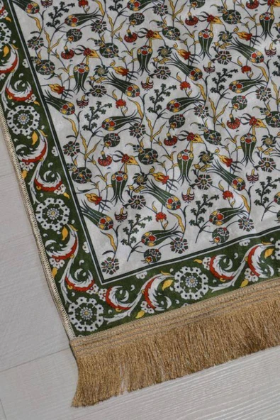 Pratik ve Taşınabilir İpek Dokulu Keseli Seccade Yeşil - Resim 2