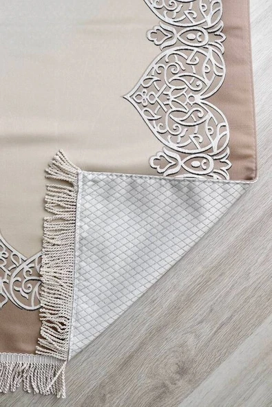 Astarlı Çeyizlik Saten Seccade Bej - Resim 3