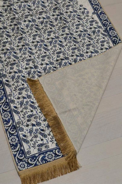 Pratik ve Taşınabilir İpek Dokulu Keseli Seccade Lacivert-02 - Resim 3