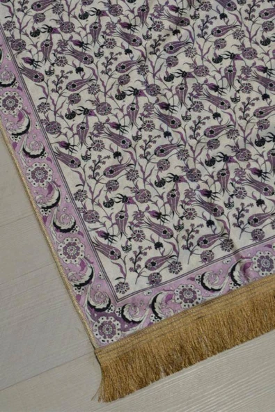 Pratik ve Taşınabilir İpek Dokulu Keseli Seccade Lila - Resim 3