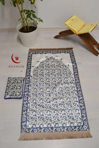 Pratik ve Taşınabilir İpek Dokulu Çantalı Seccade-L012