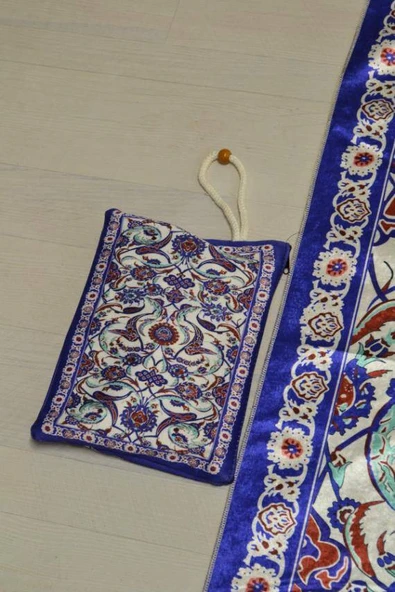 Pratik ve Taşınabilir İpek Dokulu Çantalı Seccade- ML0012 - Resim 5