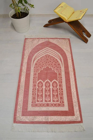 Mihrap Desenli Astarlı Seccade Pembe - 1