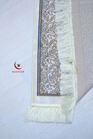 Lüks Hediyelik Çeyizlik Simli Kadife Seccade Lacivert - Resim 3