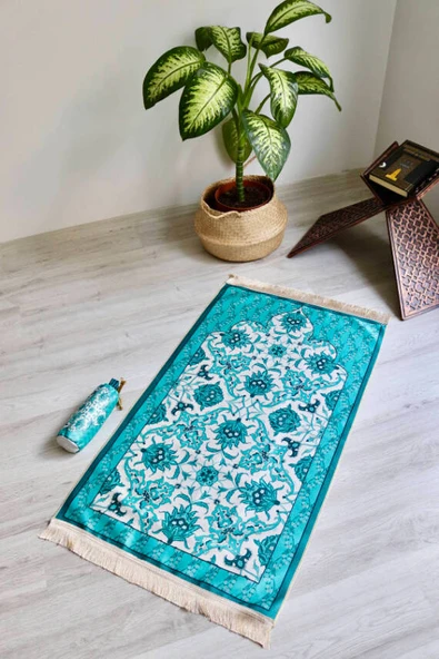 İpek Dokulu Keseli Seccade Mavi ürün görseli