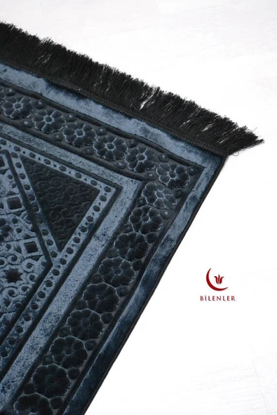 Hediyelik-Çeyizlik Lüks Kadife Seccade Siyah - Resim 3