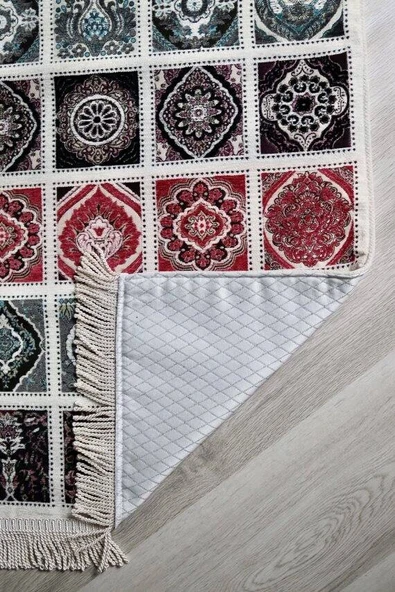 40 Yama Desenli Astarlı  Seccade Pembe - Resim 4