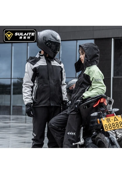 Cbtx Sulaite Motosiklet Yağmurluk Oxford Kumaş Pantolon Ceket Siyah - 2