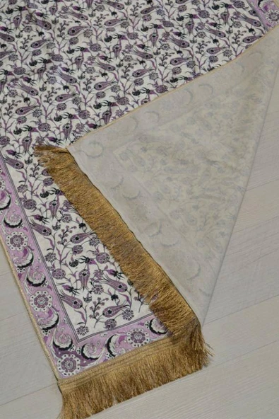 Pratik ve Taşınabilir İpek Dokulu Keseli Seccade Lila - Resim 4