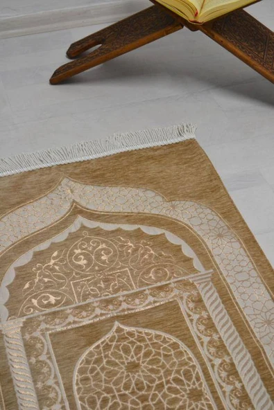 Mihrap Desenli Astarlı Seccade  Camel - Resim 4